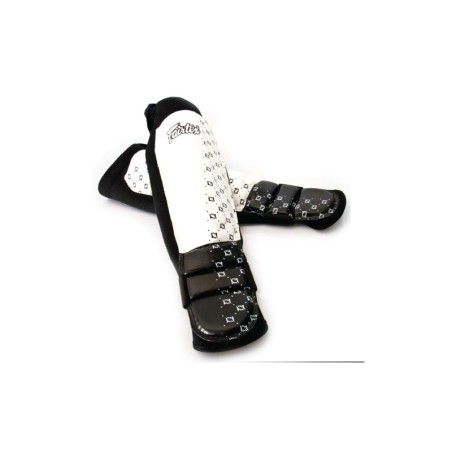 PROTÈGES TIBIAS & PIEDS FAIRTEX SP6 NOIR / BLANC CUIR TOP
