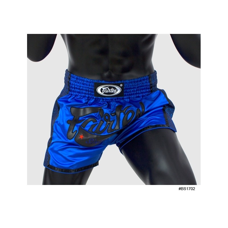 SHORT DE BOXE THAÏ BLEU/NOIR FAIRTEX