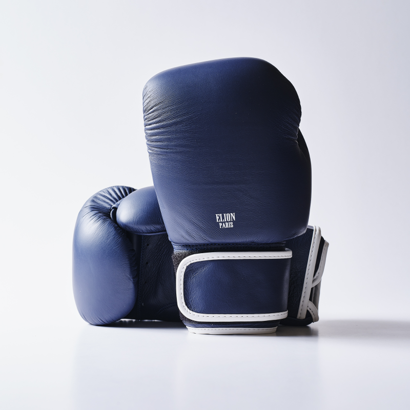 Gants d'entrainement ELION Paris tout cuir Thaï Bleu Marine