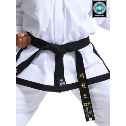 CEINTURE NOIRE DOBOK APPROUVÉE ITF (CÔTELÉE)